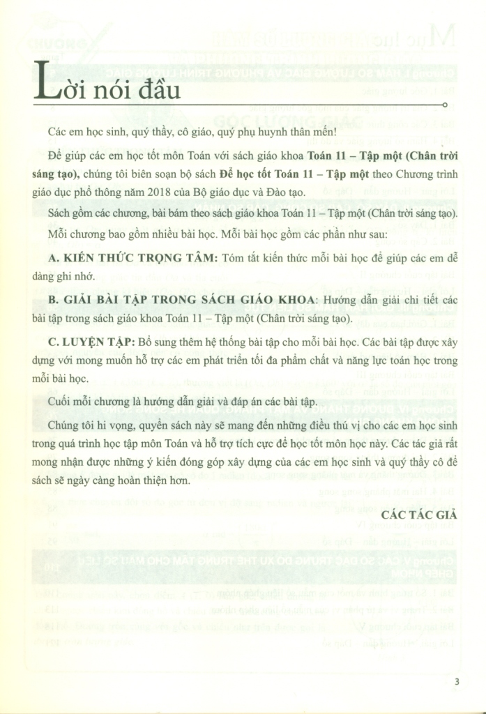 ĐỂ HỌC TỐT TOÁN LỚP 11 - TẬP 1 (Bộ sách Chân trời sáng tạo)